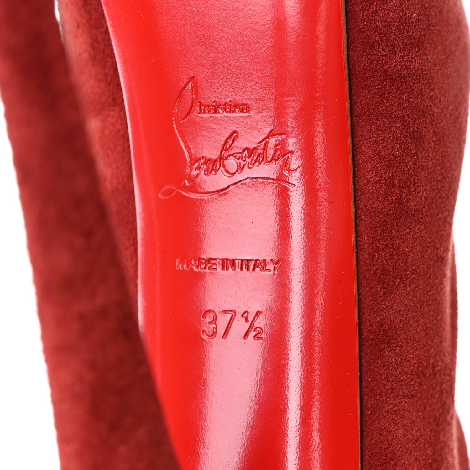 Christian Louboutin Suede Fringe Interlopa 160 Over The Knee Boots 37.5 Red 7 of 8