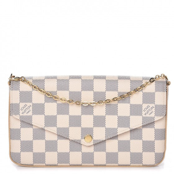 Louis Vuitton Damier Azur Pochette Felicie Chain Wallet Rose Ballerine 1 of 13