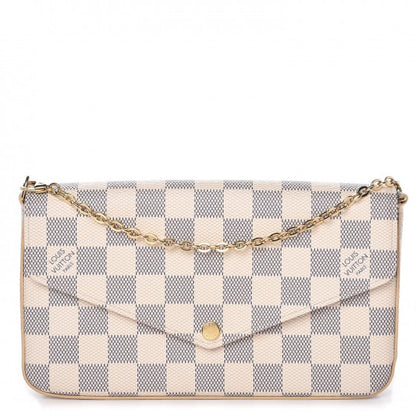 Louis Vuitton Damier Azur Pochette Felicie Chain Wallet Rose Ballerine 1 of 13