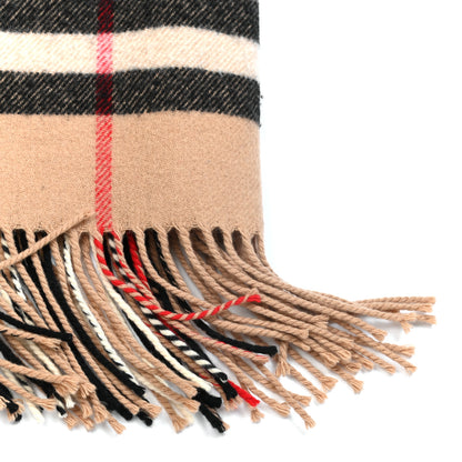Burberry Cashmere Giant Check Fringe Scarf Camel 5 of 6