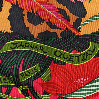 Hermes Silk Jaguar Quetzal Scarf 90 Rose Vert Camel 3 of 5