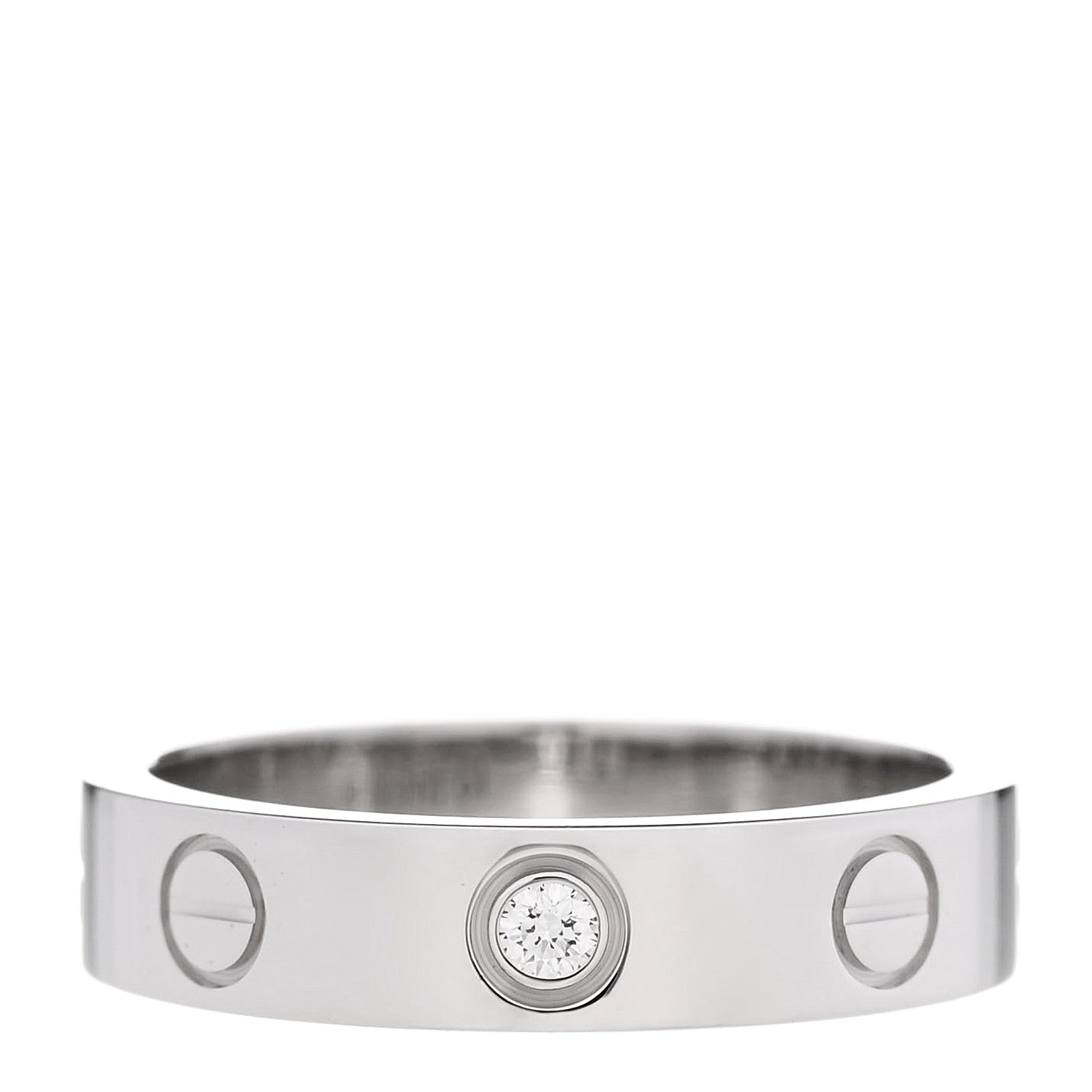 Cartier 18K White Gold Diamond 4mm LOVE Wedding Band Ring 48 4.5 1 of 5