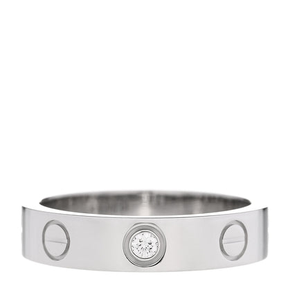 Cartier 18K White Gold Diamond 4mm LOVE Wedding Band Ring 48 4.5 1 of 5