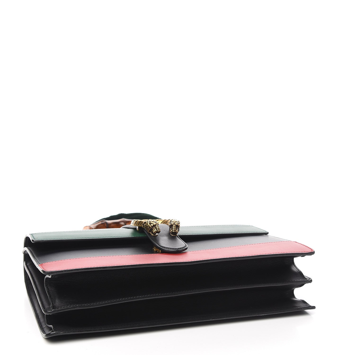 Gucci Calfskin Bamboo Web Large Dionysus Top Handle Bag Black Bright Evergreen Hibiscus Red 3 of 9
