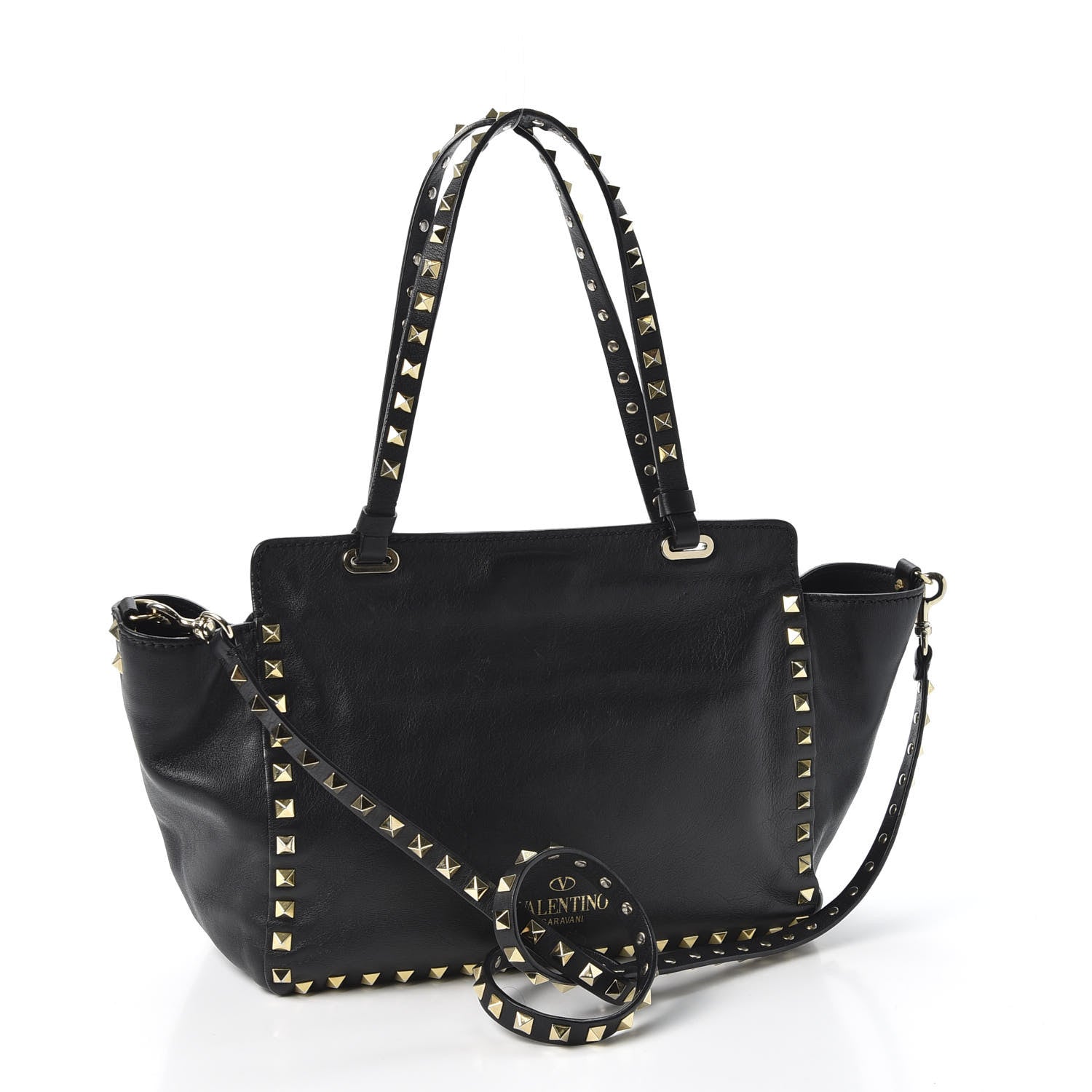Valentino Garavani Vitello Small Rockstud Tote Black 2 of 12