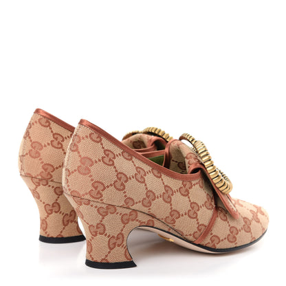 Gucci Monogram Satin Torchon Double G Pumps 37.5 Beige Ruggine Copper 4 of 11