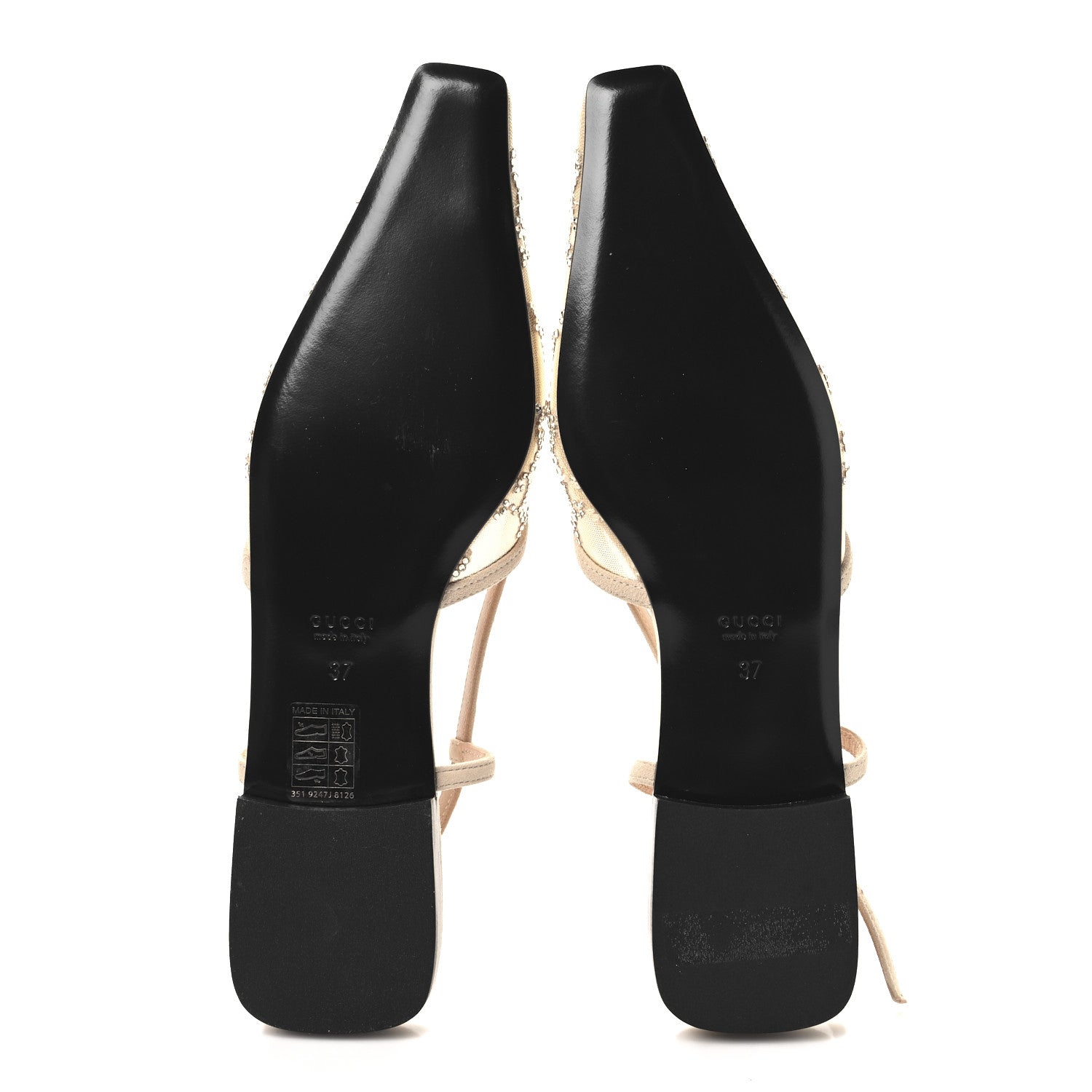 Gucci Suede Mesh Crystal GG Monogram Slingback Ballet Flats 37 Light Powder Skin Rose 6 of 11