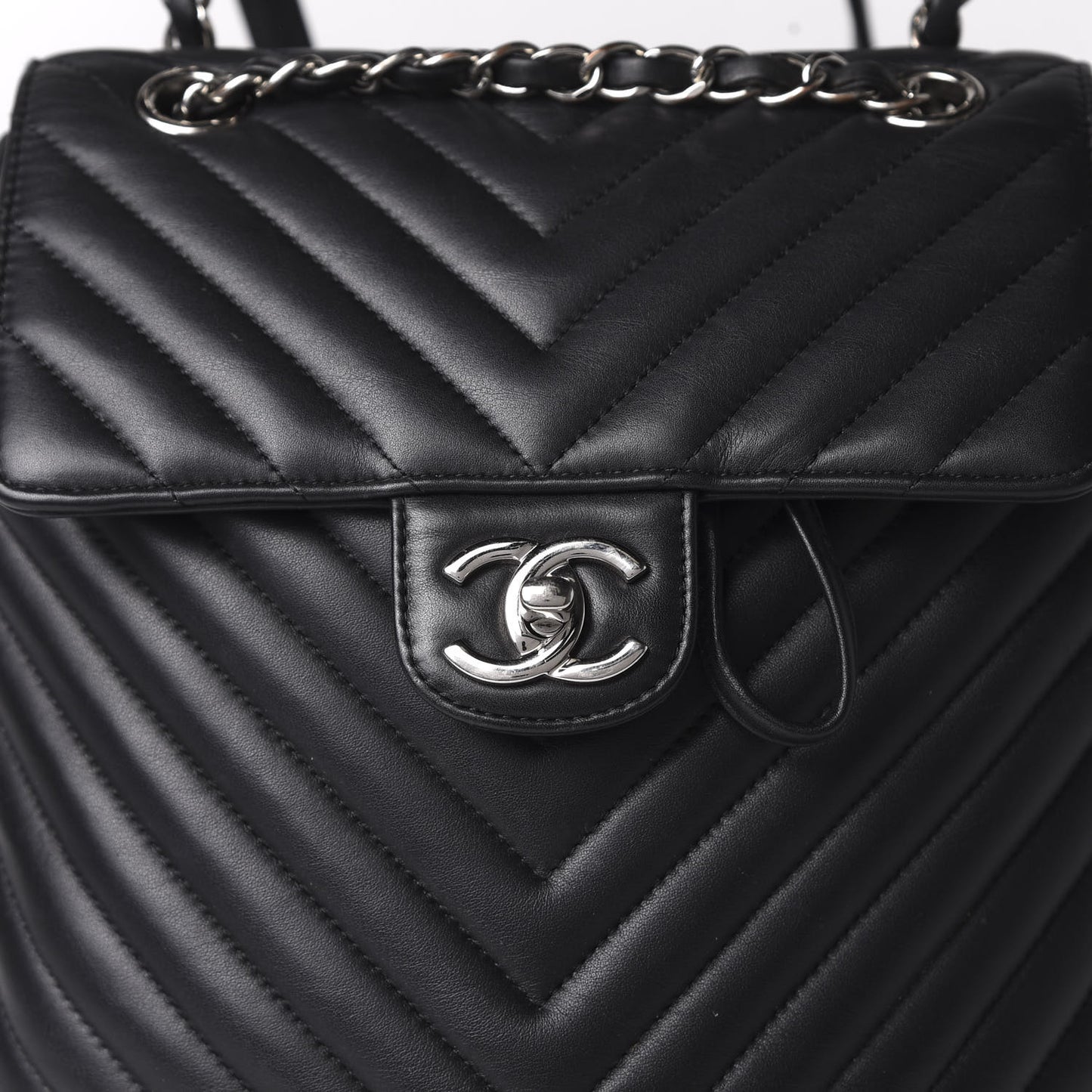 Calfskin Chevron Quilted Small Urban Spirit Backpack Black
