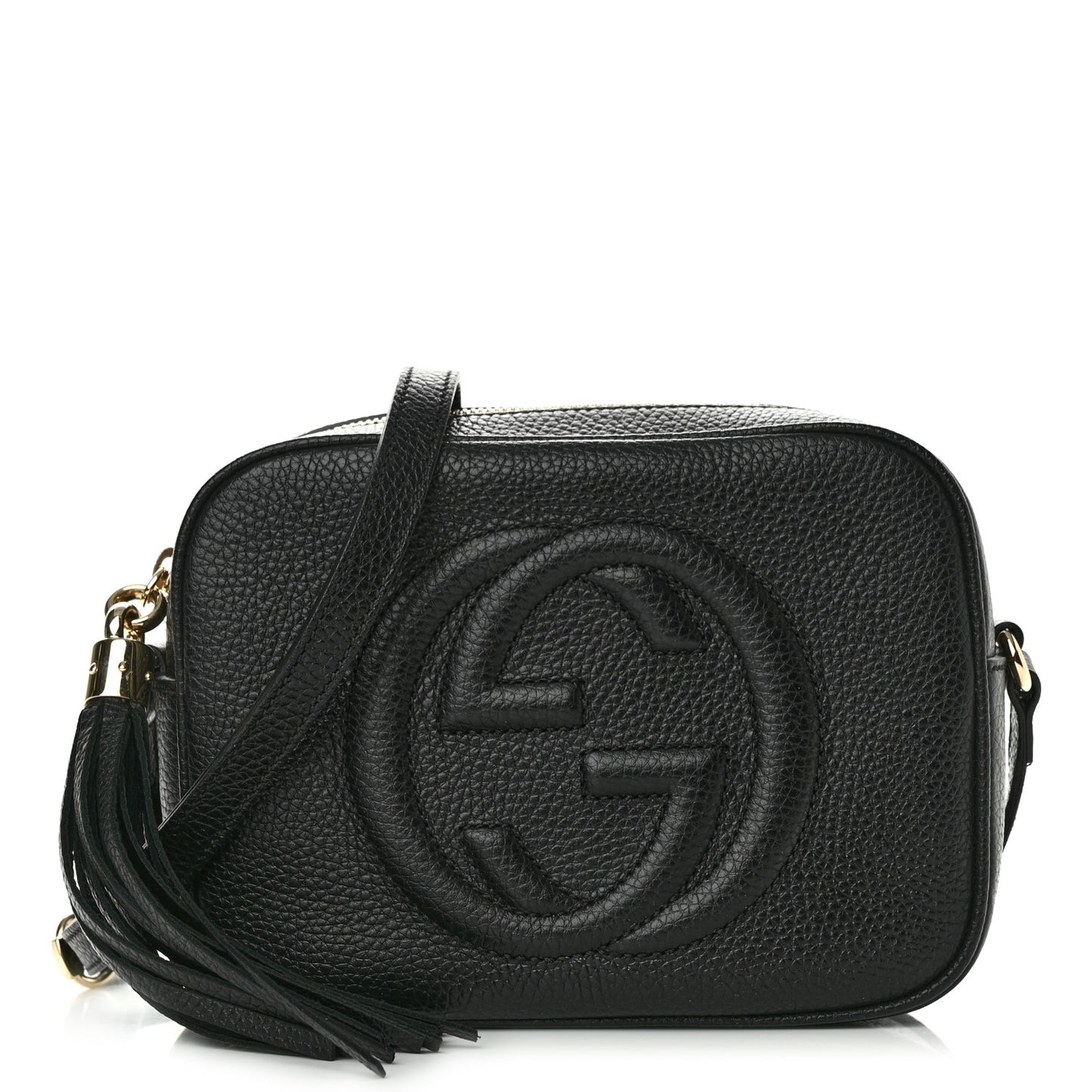 Pebbled Calfskin Small Soho Disco Bag Black