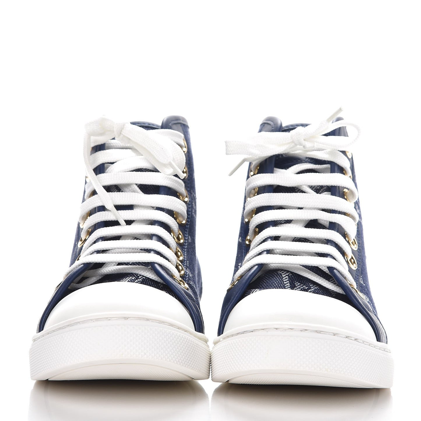 Monogram Denim Punchy Sneakers 35.5 Blue