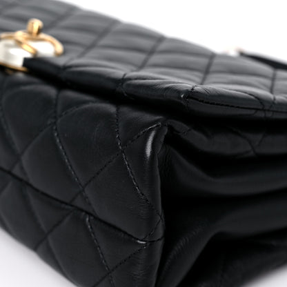 Chanel Calfskin Quilted Accordion Pearl CC Small Flap Bag Black 8 of 12