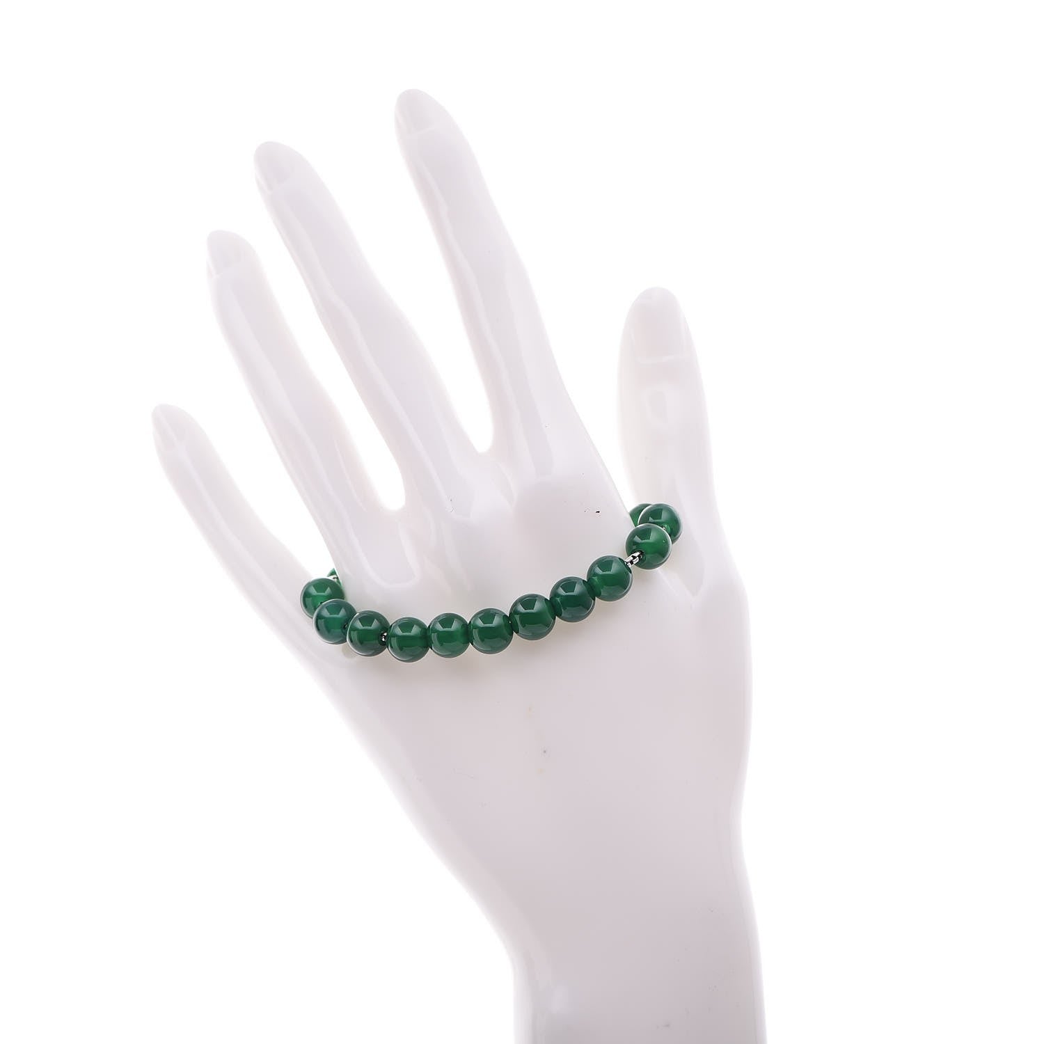 David Yurman Sterling Silver Green Onyx 8mm Spiritual Beads Bracelet 2 of 4