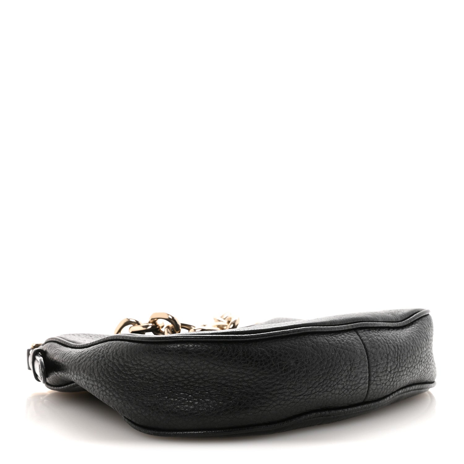 Gucci GG Grainy Calfskin Emblem Small Half Moon Shoulder Bag Black 4 of 10