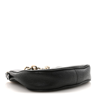Gucci GG Grainy Calfskin Emblem Small Half Moon Shoulder Bag Black 4 of 10