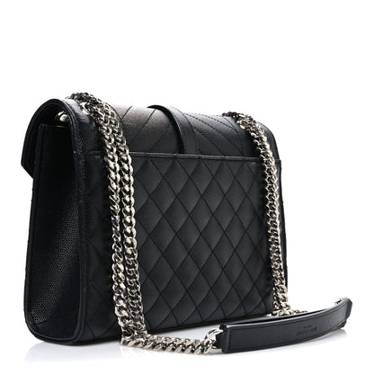 Saint Laurent Grain De Poudre Textured Mixed Matelasse Triquilt Medium Monogram Satchel Black 3 of 10