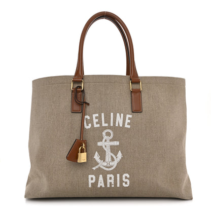 Celine Canvas Calfskin Paris Horizontal Cabas Tan 1 of 14