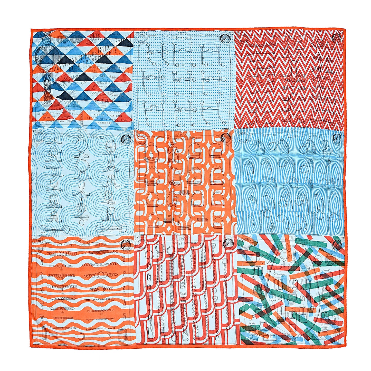 Cashmere Silk Manufacture de Boucleries Shawl 140 Turquoise Orange Vert