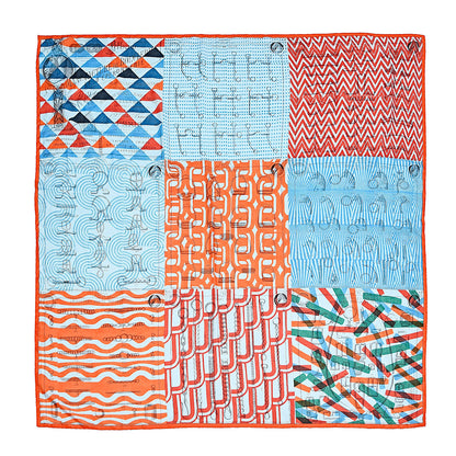 Hermes Cashmere Silk Manufacture de Boucleries Shawl 140 Turquoise Orange Vert 1 of 6