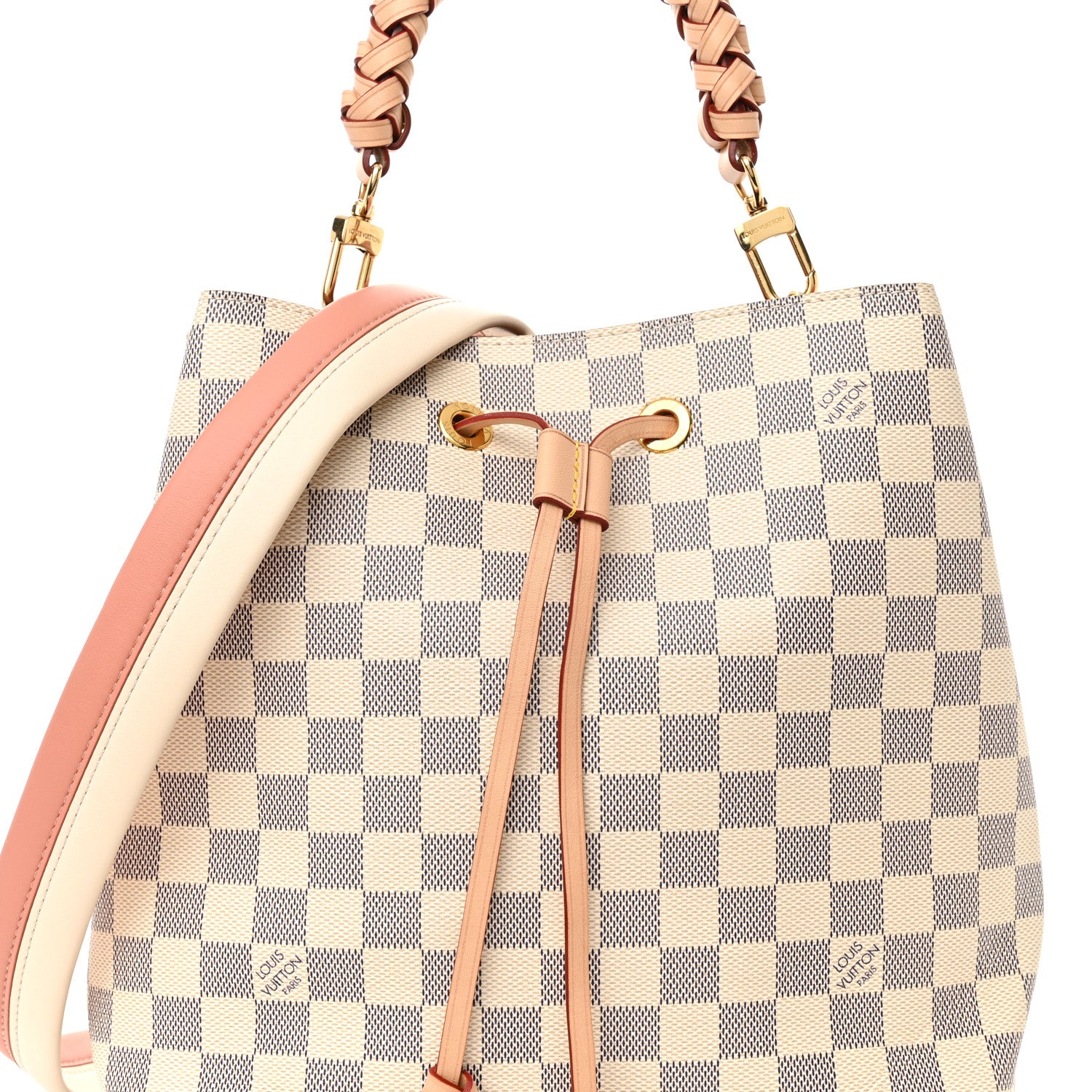 Louis Vuitton Damier Azur Braided Neonoe MM Peach Cream 8 of 12