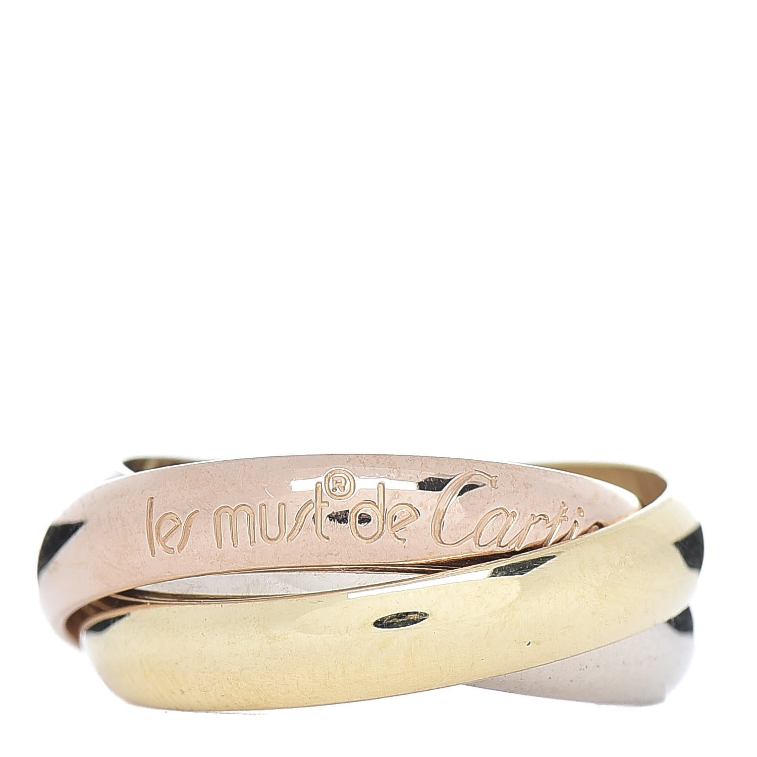 Cartier 18K Pink Yellow White Gold Classic Les Must De Trinity Ring 50 5.25 1 of 5