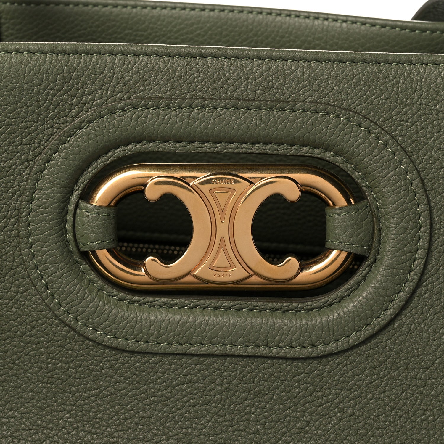 Celine Grained Calfskin Maillon Triomphe Medium Cabas Light Khaki 10 of 10