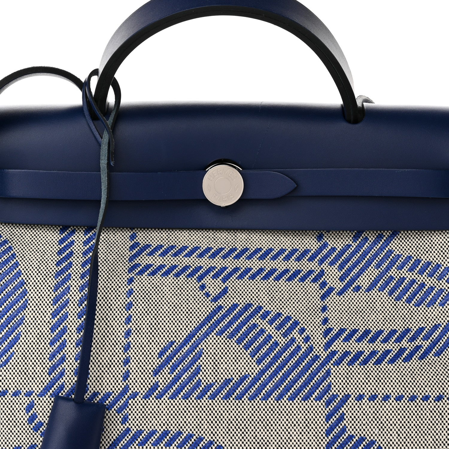 Hermes Vache Hunter Toile H Brides de Gala Herbag Zip Retourne 31 PM Bleu De France Ecru Black 9 of 16