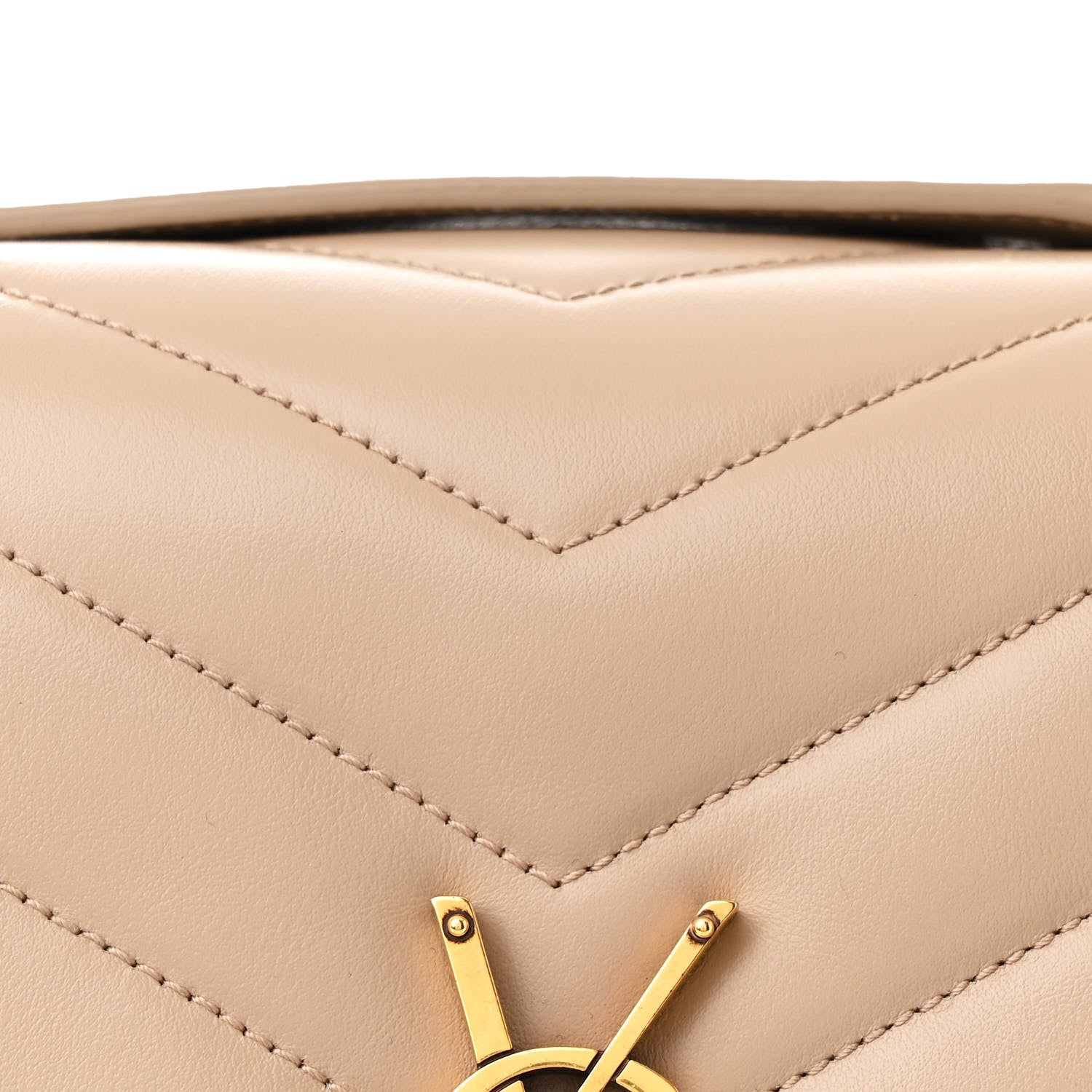 Saint Laurent Calfskin Y Quilted Monogram Medium Loulou Chain Satchel Dark Beige 9 of 12