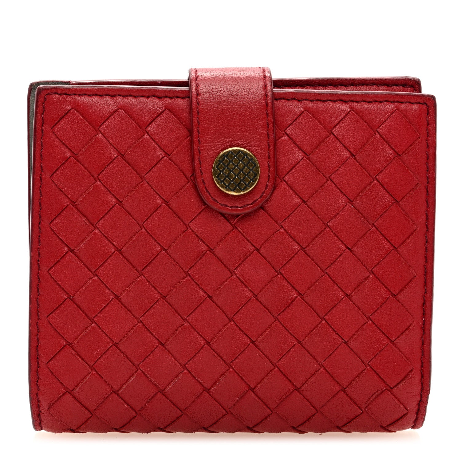Bottega Veneta Nappa Intrecciato Tri-Fold Wallet Red 1 of 6