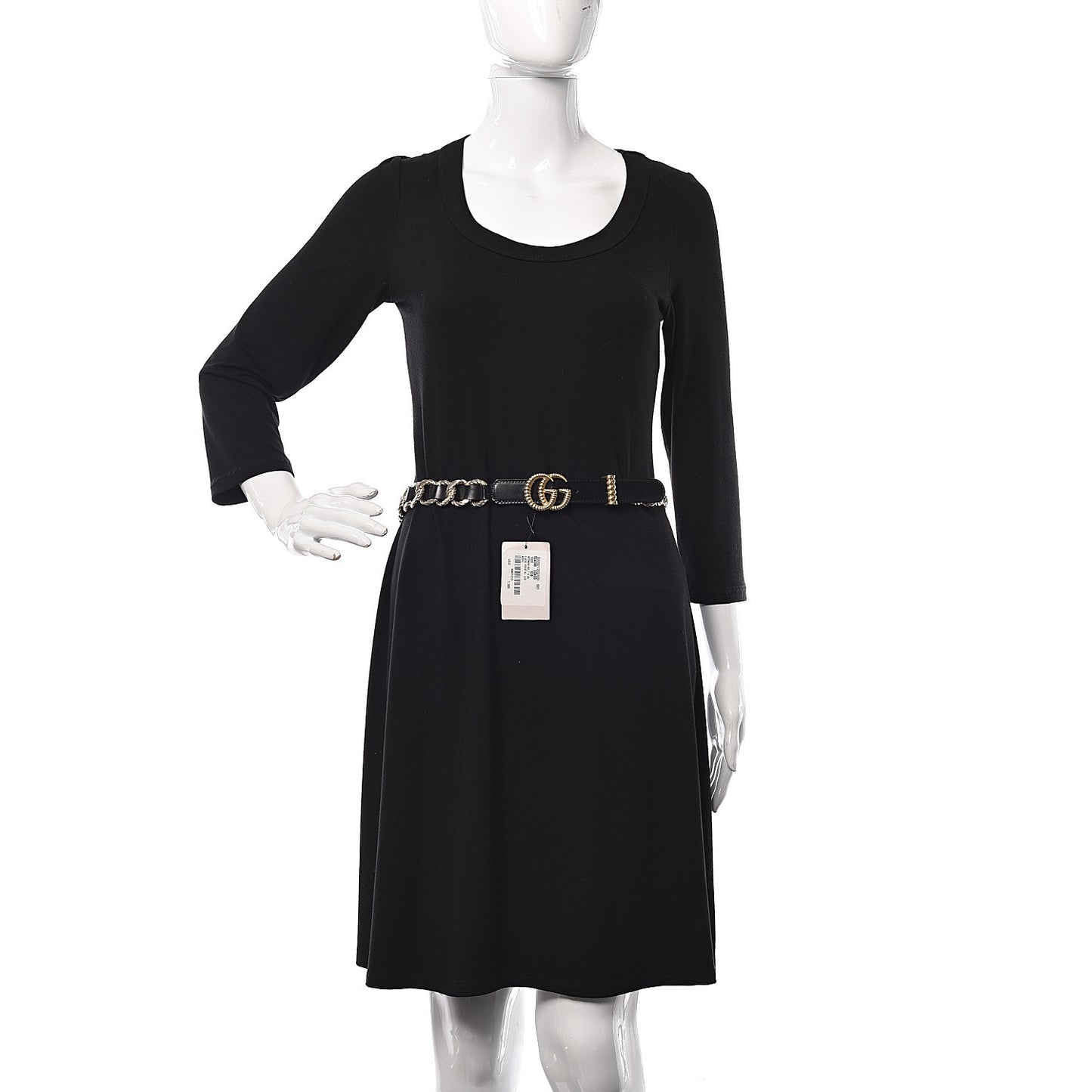 Calfskin Torchon Double G Chain 25mm Belt 80 32 Black