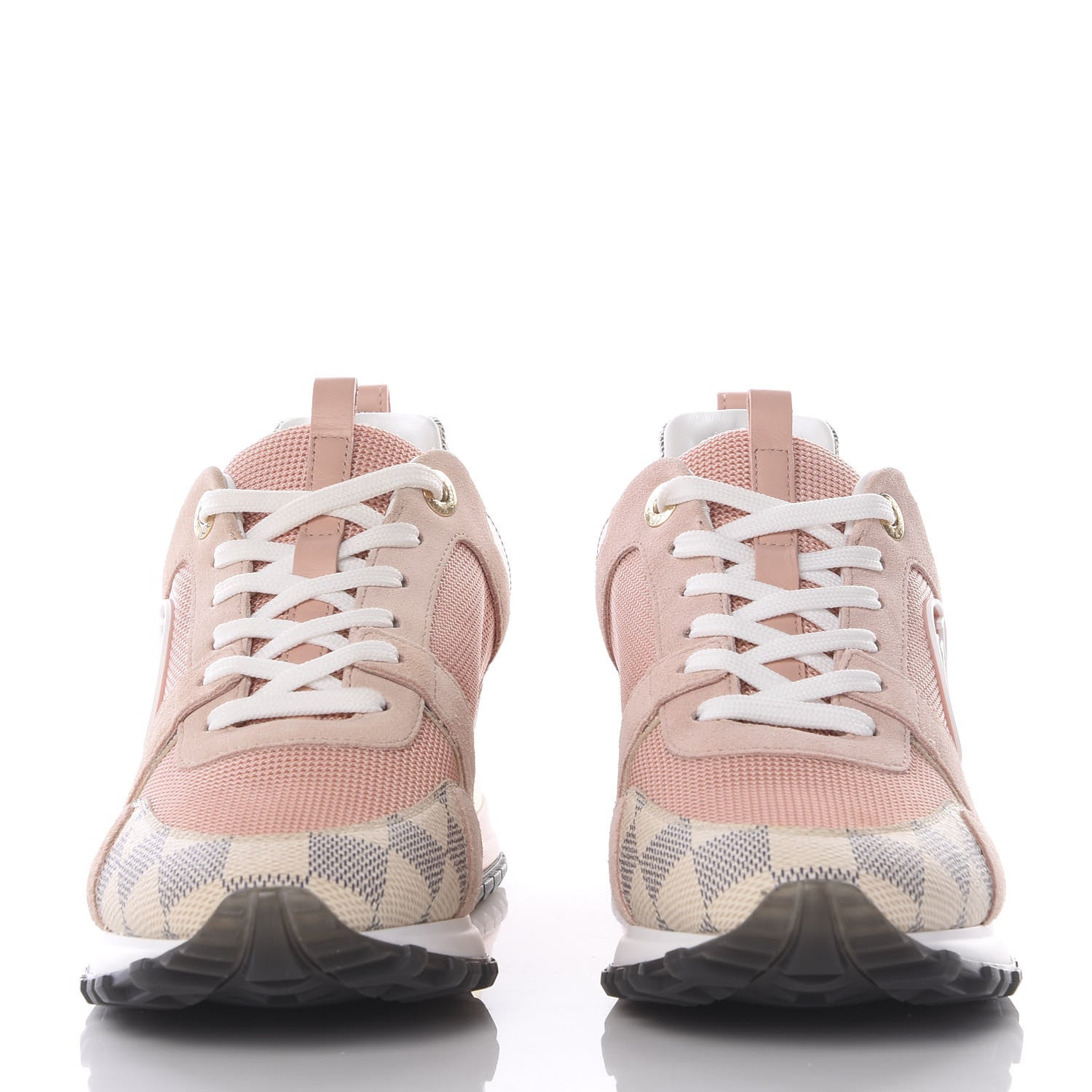 Louis Vuitton Suede Damier Azur Run Away Sneakers 37.5 Pink 2 of 8