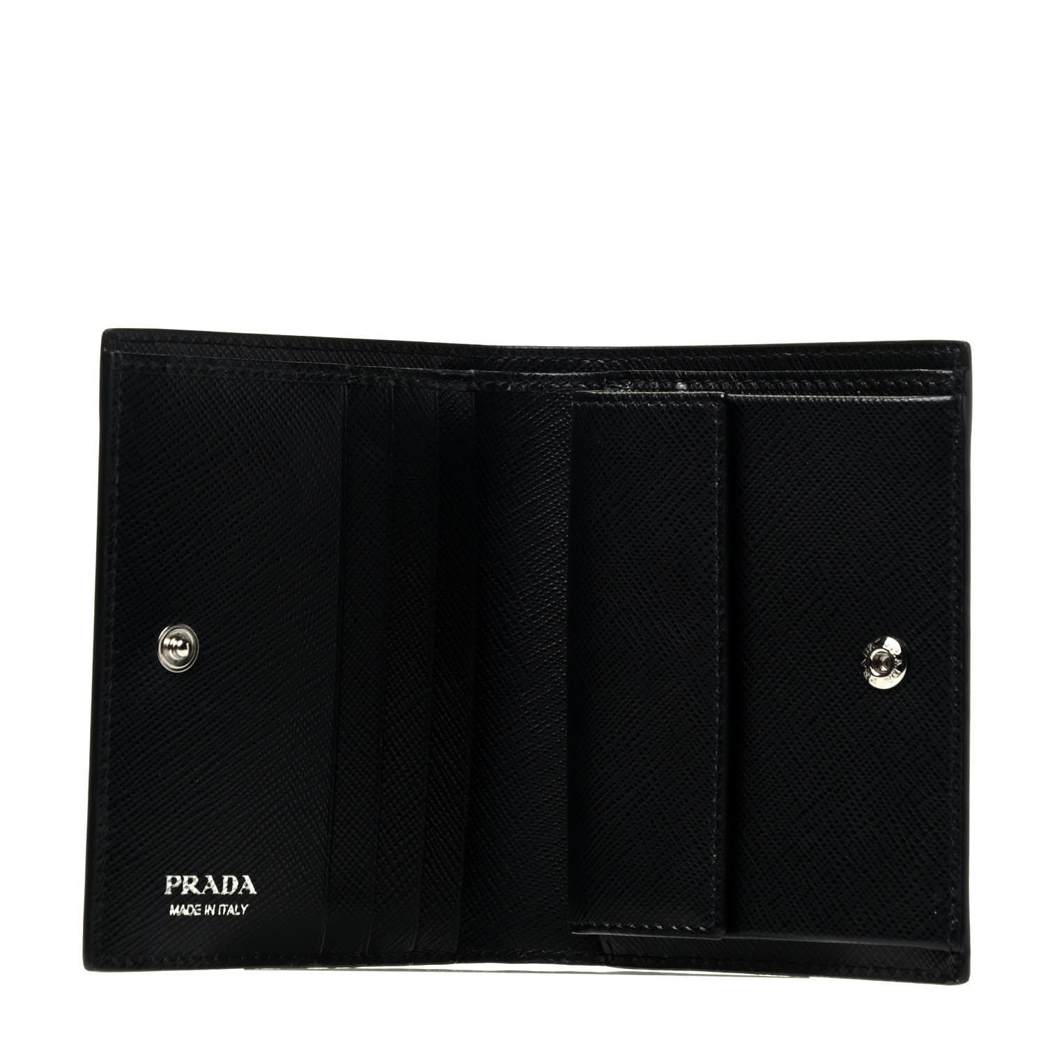 Prada Saffiano Floral Print Bi-Fold Wallet Black 5 of 7