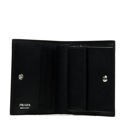 Prada Saffiano Floral Print Bi-Fold Wallet Black 5 of 7