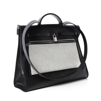 Hermes Toile H Berline Vache Hunter Herbag Zip 39 MM Black Ecru 3 of 10