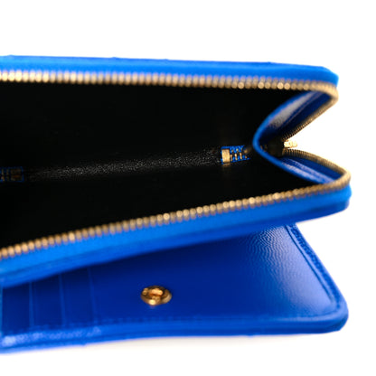 Saint Laurent Grain De Poudre Matelasse Chevron Monogram Compact Zip Around Wallet Bleu Majorelle 5 of 11