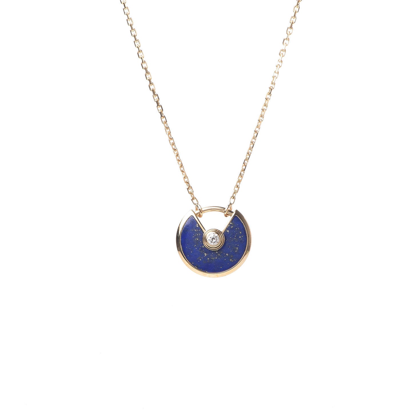 18K Yellow Gold Diamond Lapis Lazuli XS Amulette de Pendant Necklace