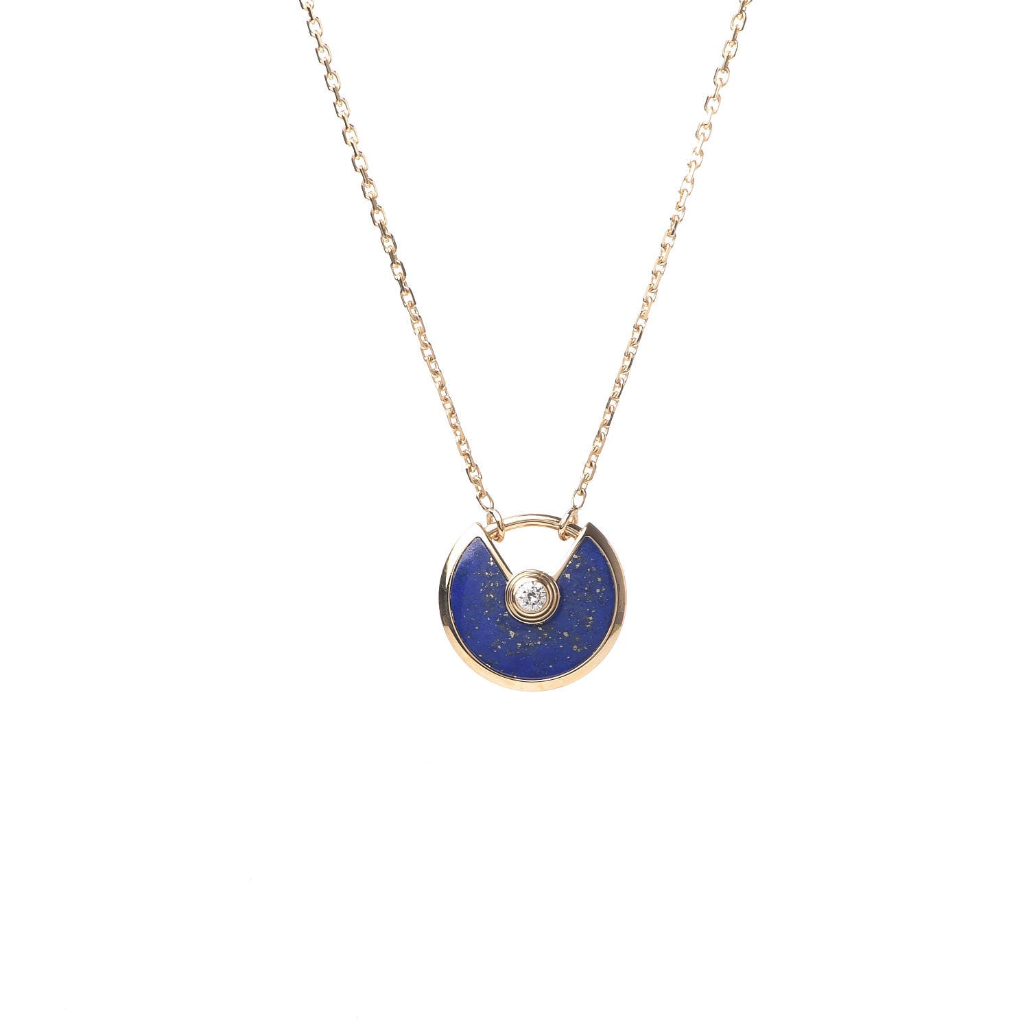 Cartier 18K Yellow Gold Diamond Lapis Lazuli XS Amulette de Pendant Necklace 4 of 6