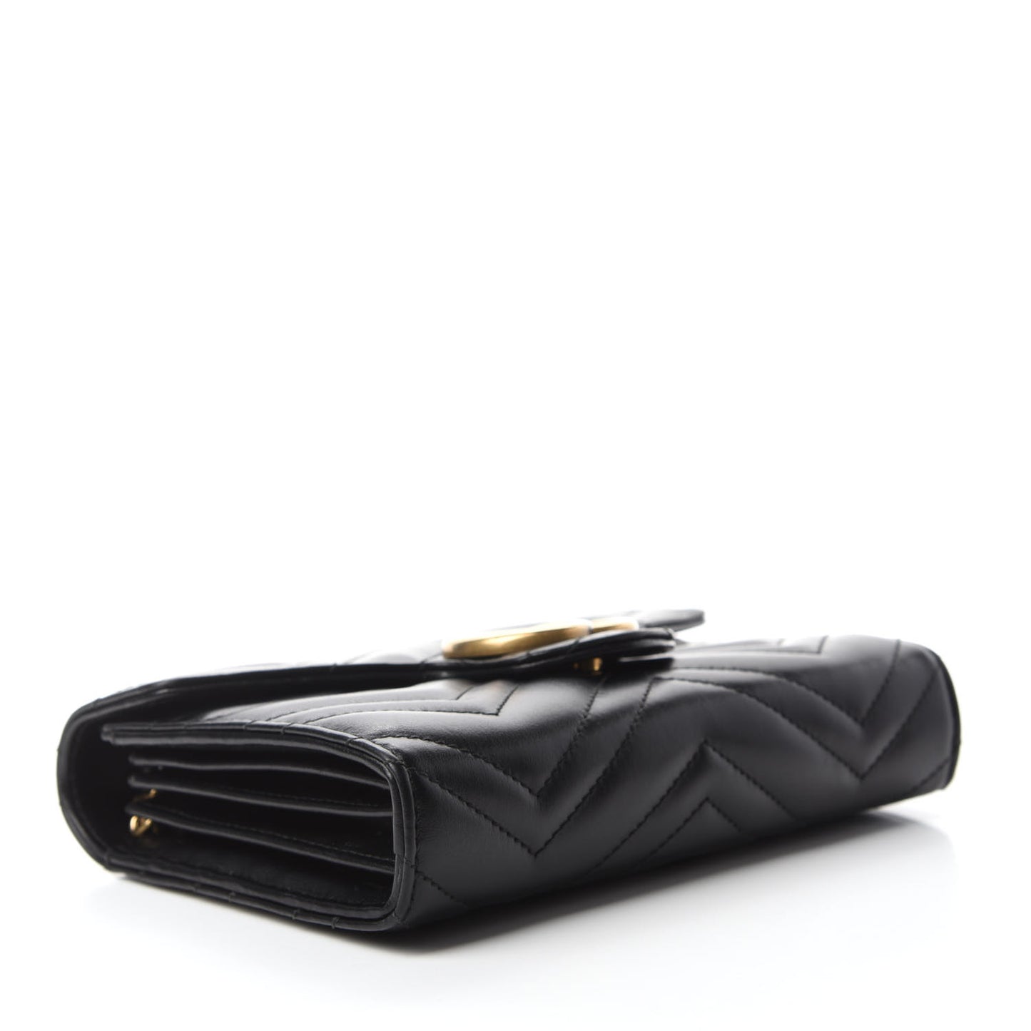 Calfskin Matelasse GG Marmont Chain Wallet Black