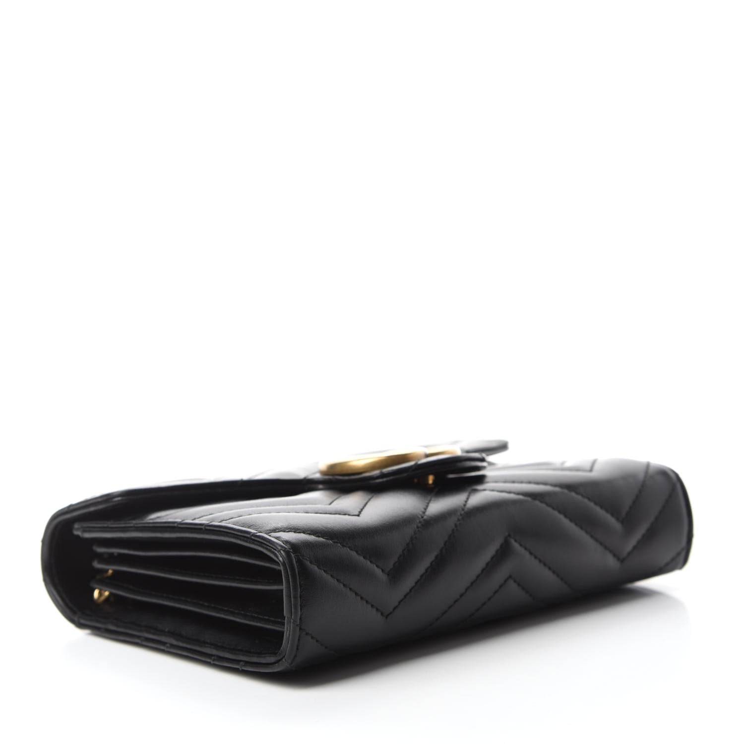 Gucci Calfskin Matelasse GG Marmont Chain Wallet Black 4 of 10