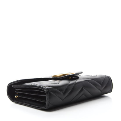 Gucci Calfskin Matelasse GG Marmont Chain Wallet Black 4 of 10