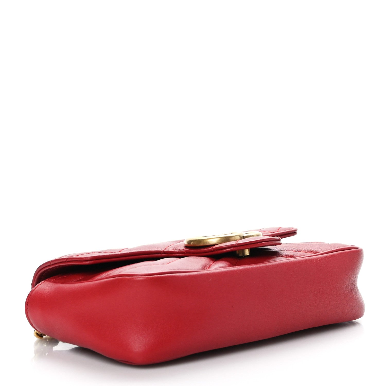 Gucci Calfskin Matelasse Super Mini GG Marmont Shoulder Bag Hibiscus Red 4 of 10