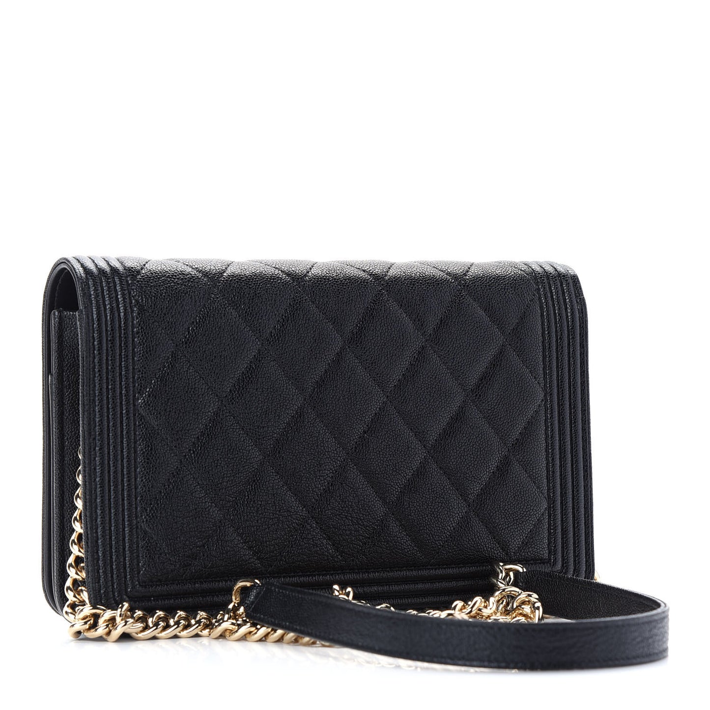 Caviar Quilted Boy Wallet On Chain WOC Black