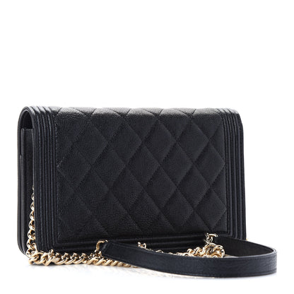 Chanel Caviar Quilted Boy Wallet On Chain WOC Black 3 of 10