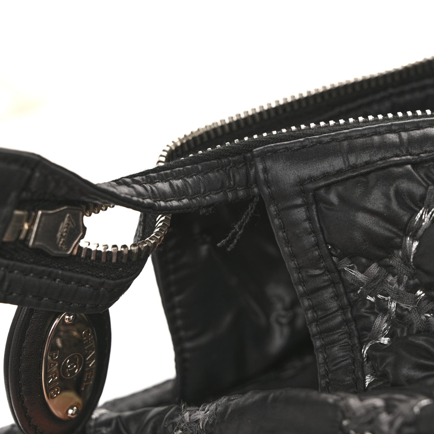 Chanel Nylon Quilted Tweed Stitch Bubble Tote Black 12 of 14