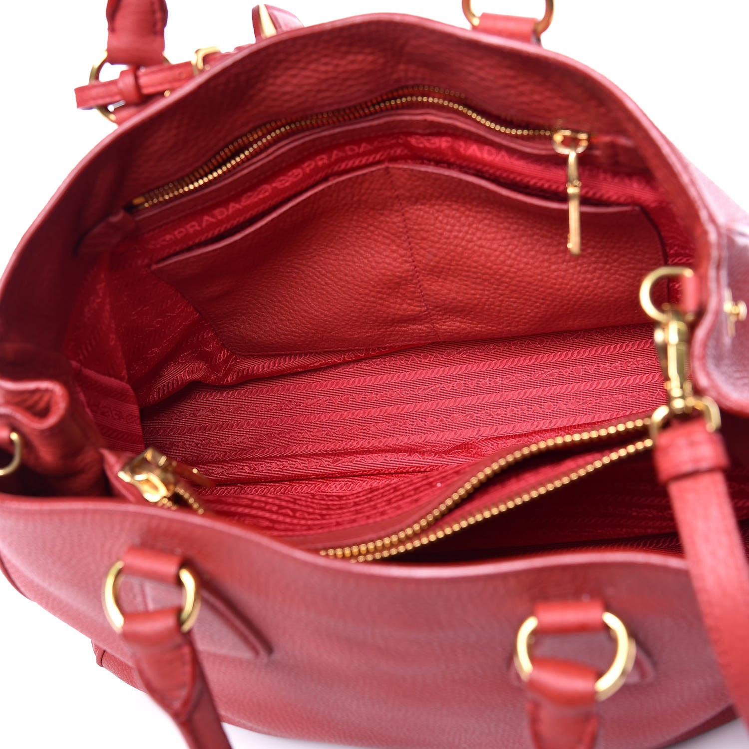 Prada Vitello Daino Tote Rosso 5 of 22