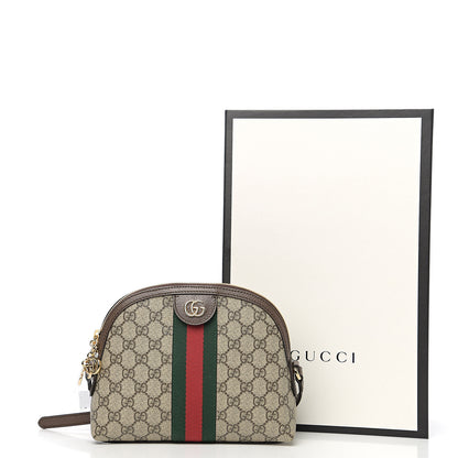 Gucci GG Supreme Monogram Textured Dollar Calfskin Web Small Ophidia Dome Shoulder Bag Beige Ebony New Acero 10 of 10