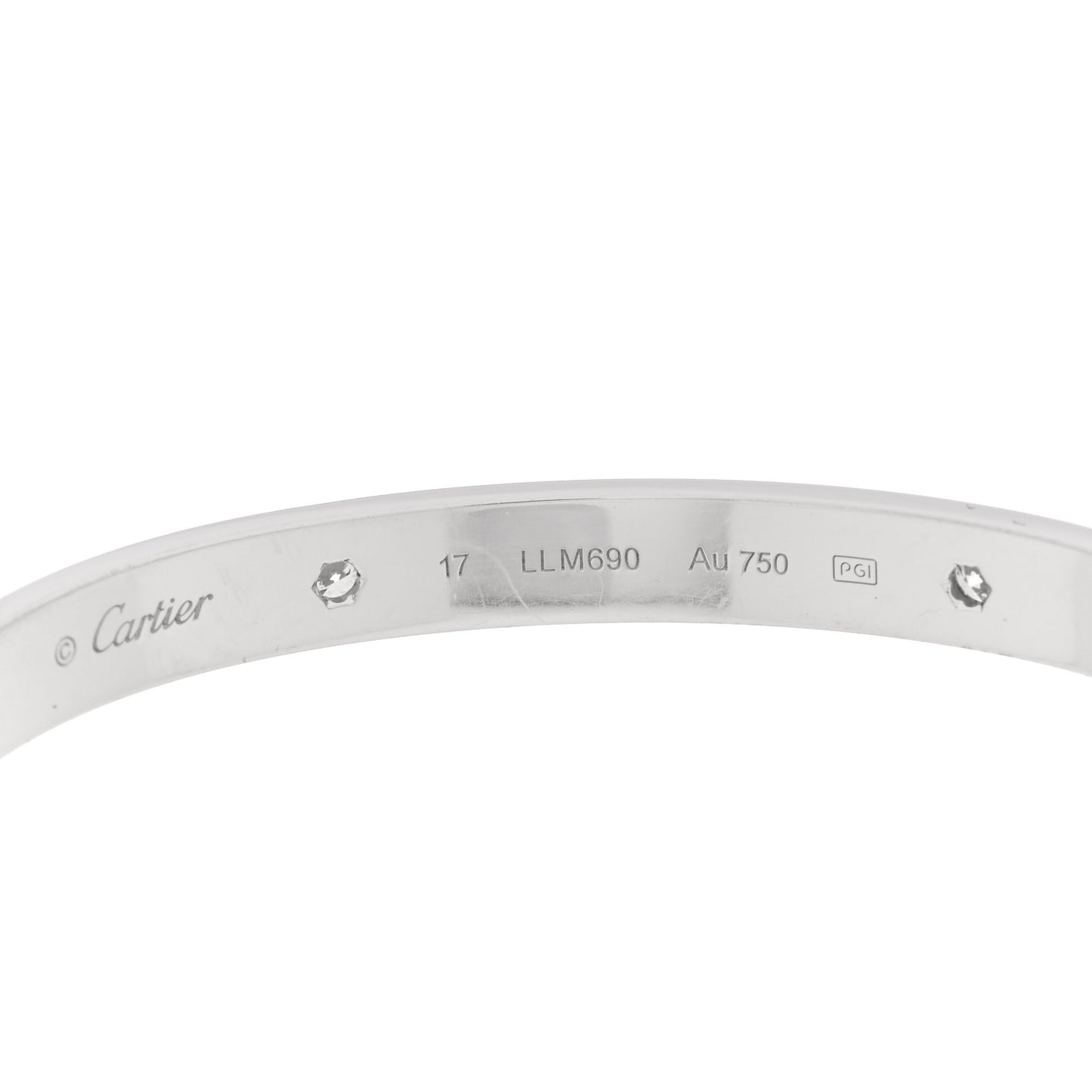 18K White Gold 4 Diamond LOVE Bracelet