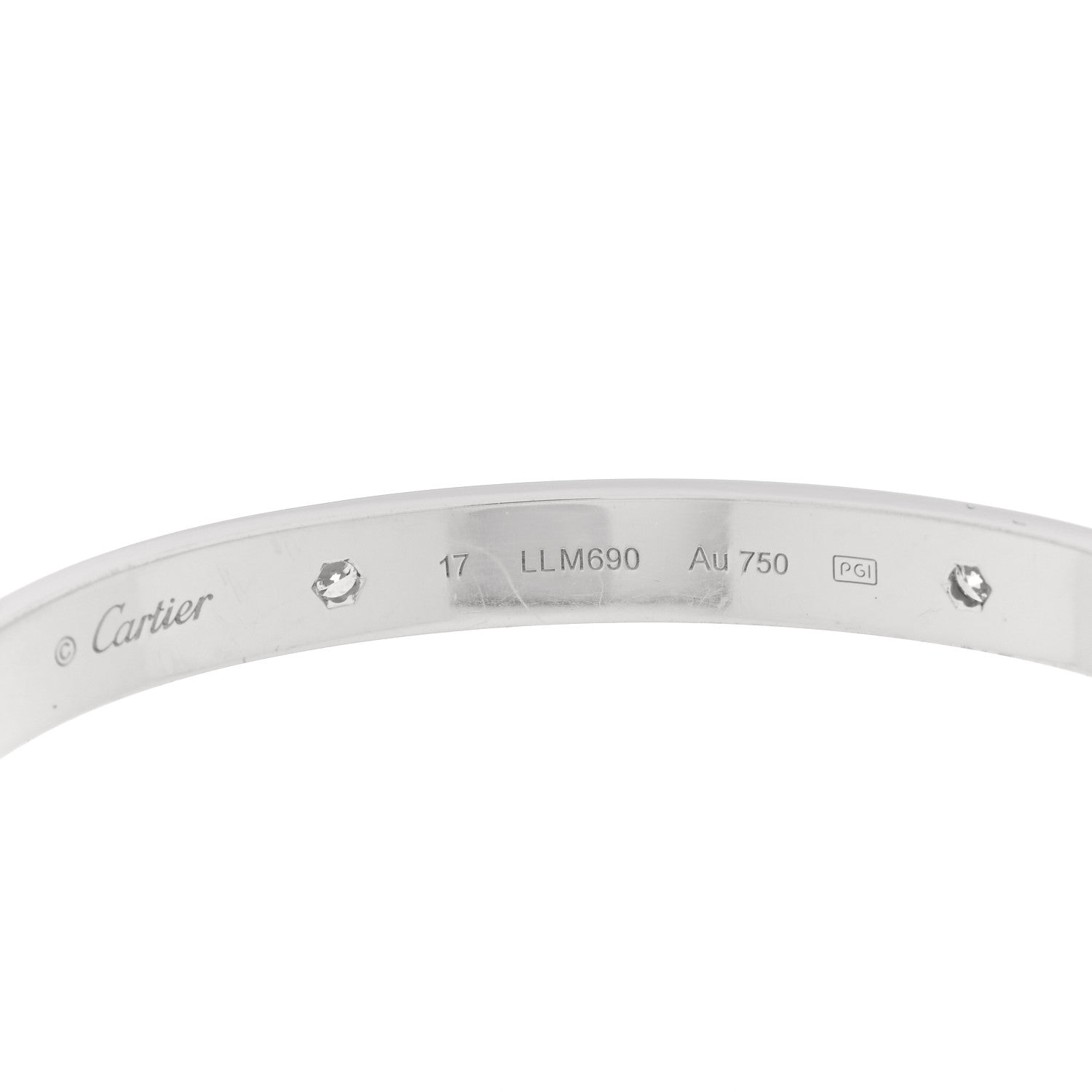 Cartier 18K White Gold 4 Diamond LOVE Bracelet 3 of 8