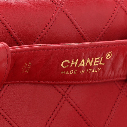 Chanel Lambskin Diamond Stitched Waist Chain Belt Flap Bag  85 34 Red 8 of 14