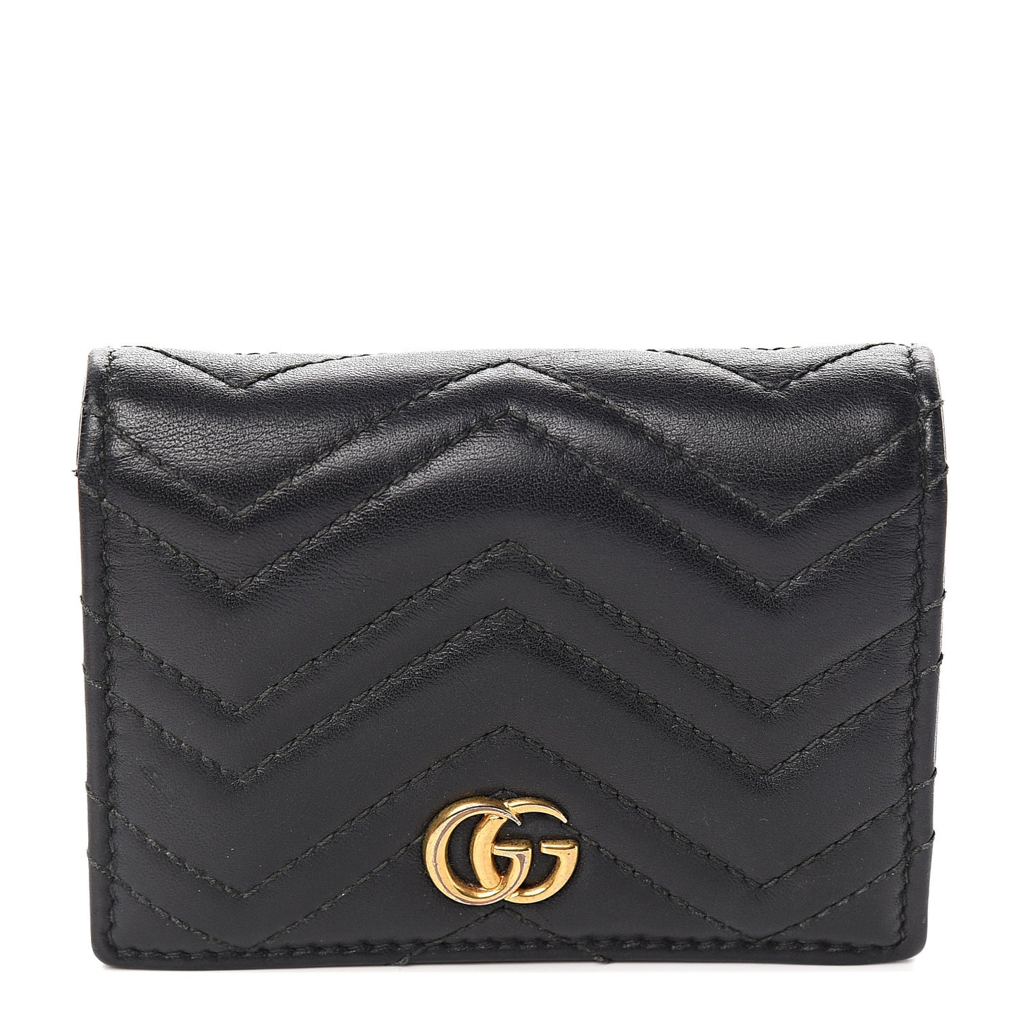 Calfskin Matelasse GG Marmont Card Case Wallet Black