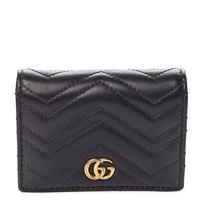 Gucci Calfskin Matelasse GG Marmont Card Case Wallet Black 1 of 6